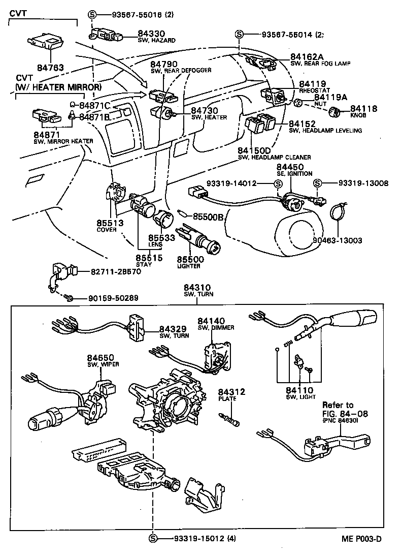 84152-20010 SWITCH, HEADLAMP LEVELING product image
