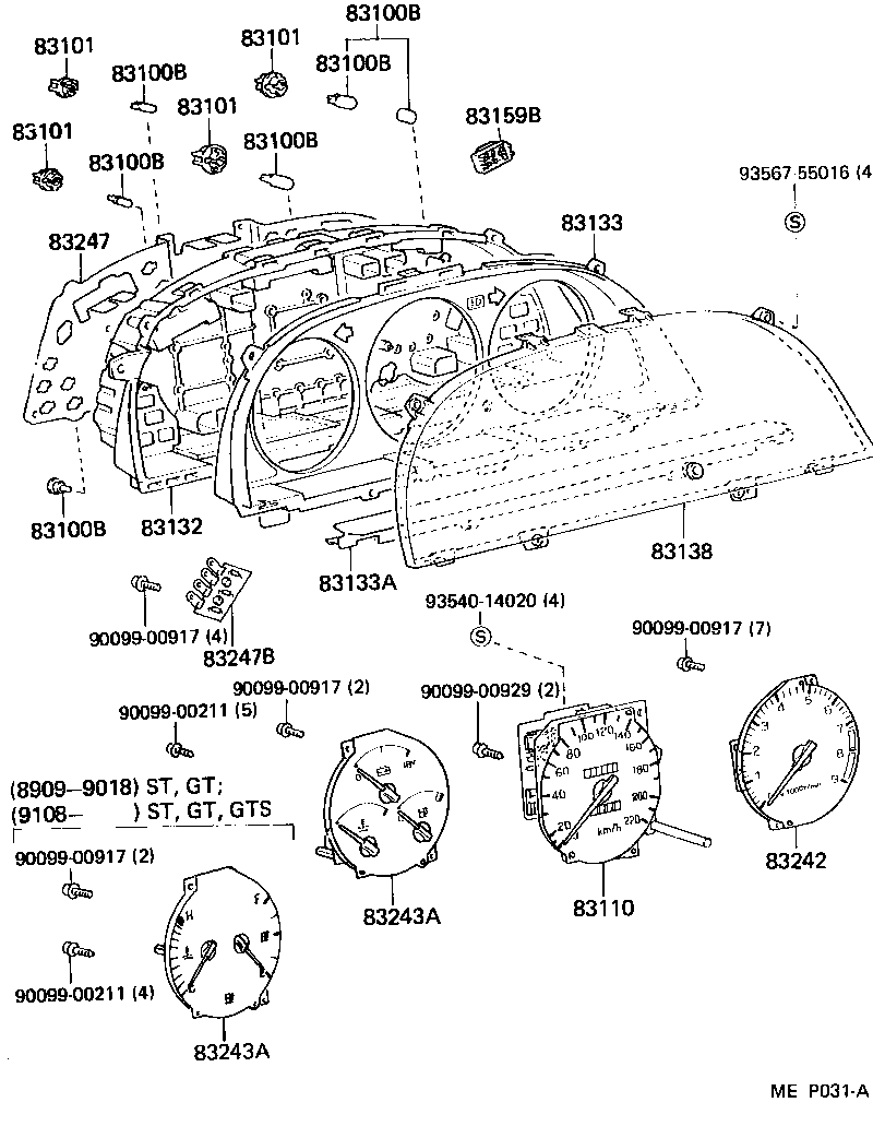 Toyota 83110-2D142 SPEEDOMETER ASSY
