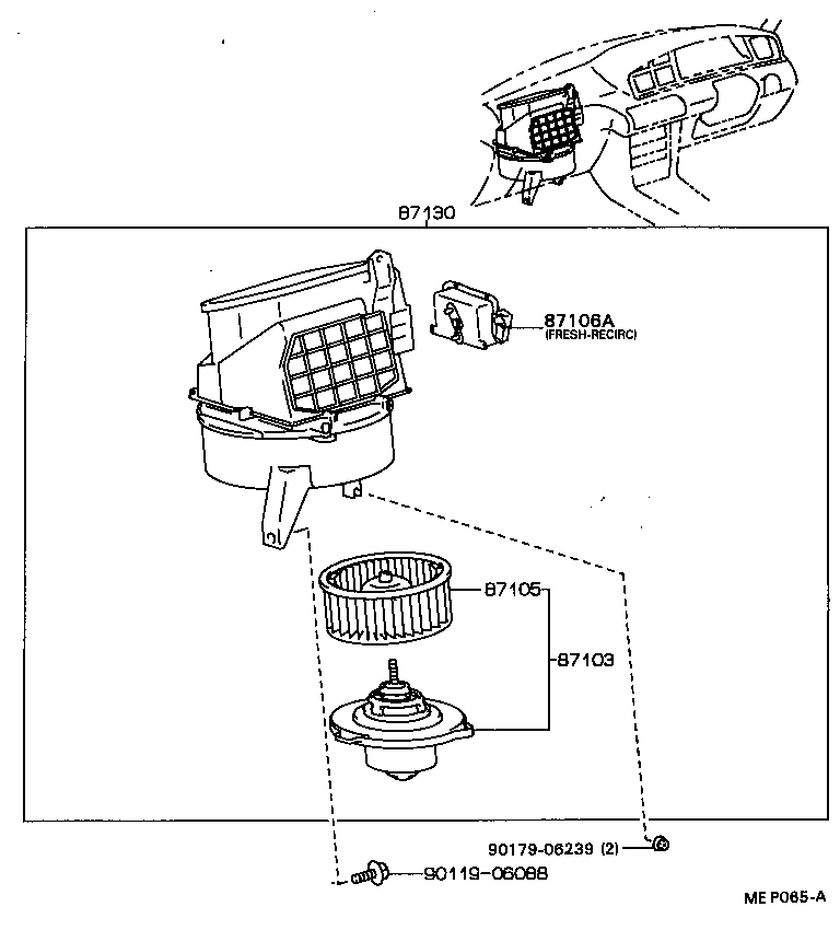 87103-20050 MOTOR SUB-ASSY, HEATER BLOWER, W/FAN product image