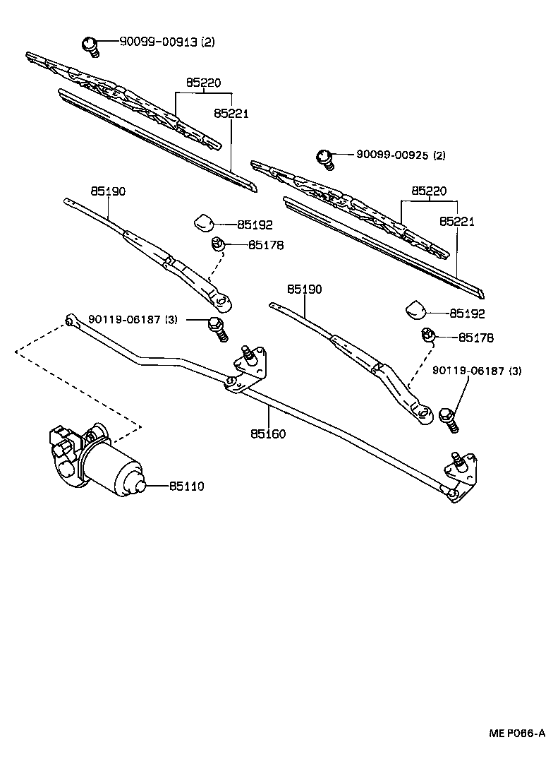 85110-20482 MOTOR ASSY, WINDSHIELD WIPER product image