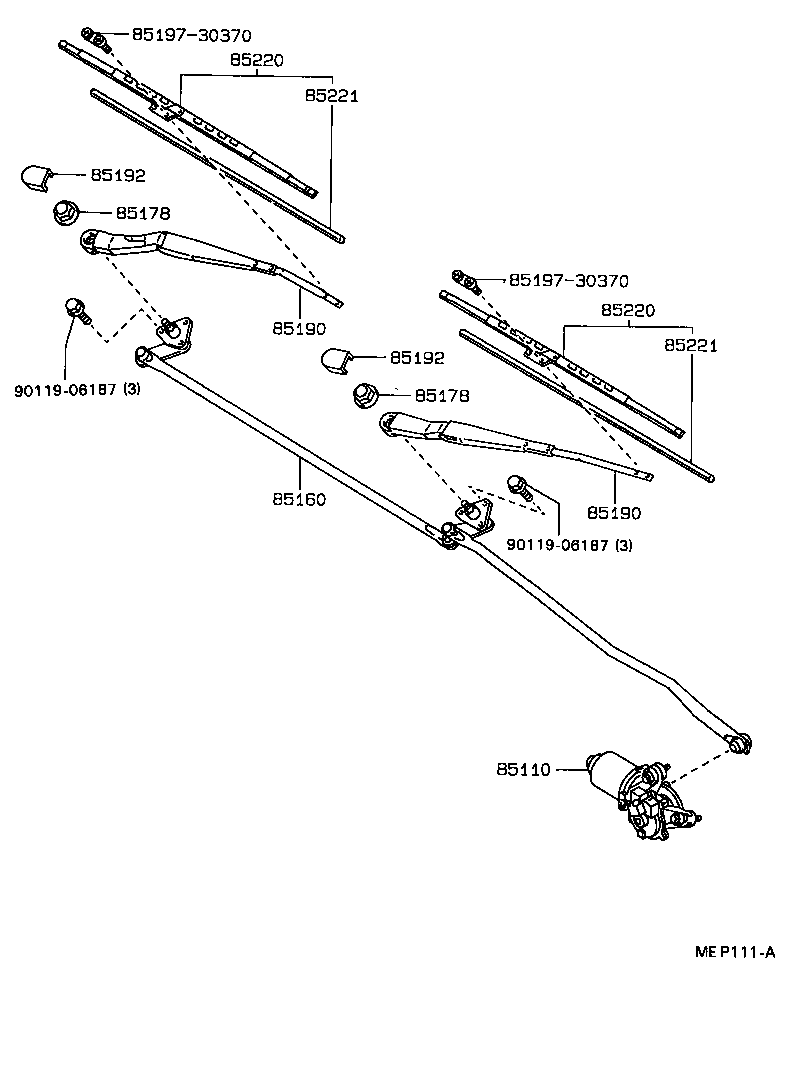 85110-20482 MOTOR ASSY, WINDSHIELD WIPER product image