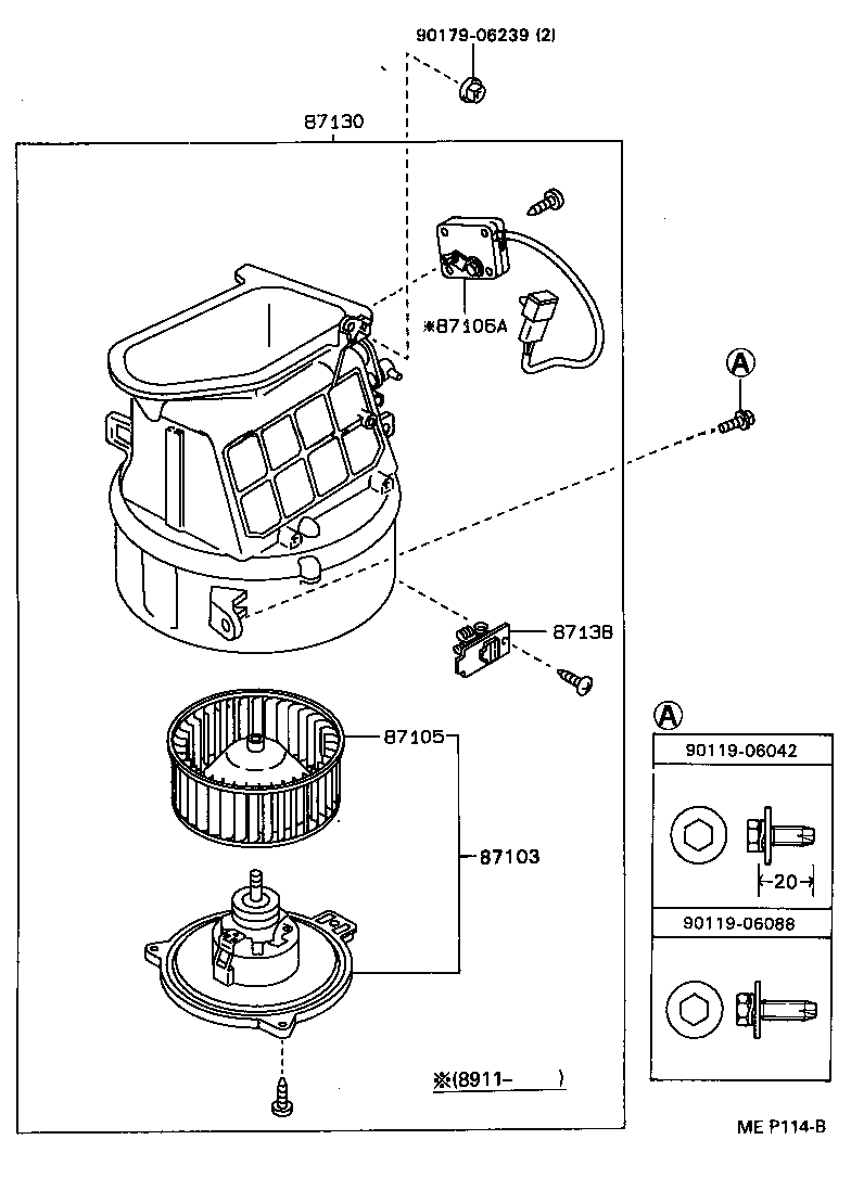 87103-26010 MOTOR SUB-ASSY, HEATER BLOWER, W/FAN product image