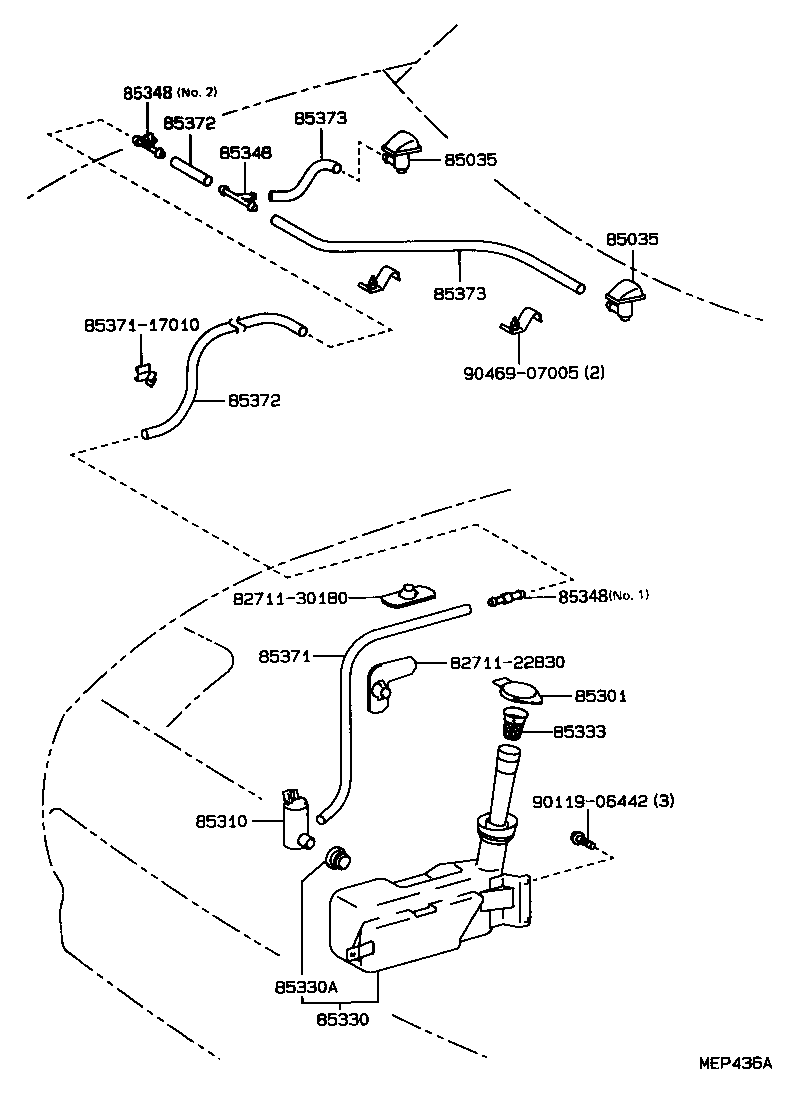 Toyota 85375-17050 JOINT, WINDSHIELD WASHER HOSE, NO.1