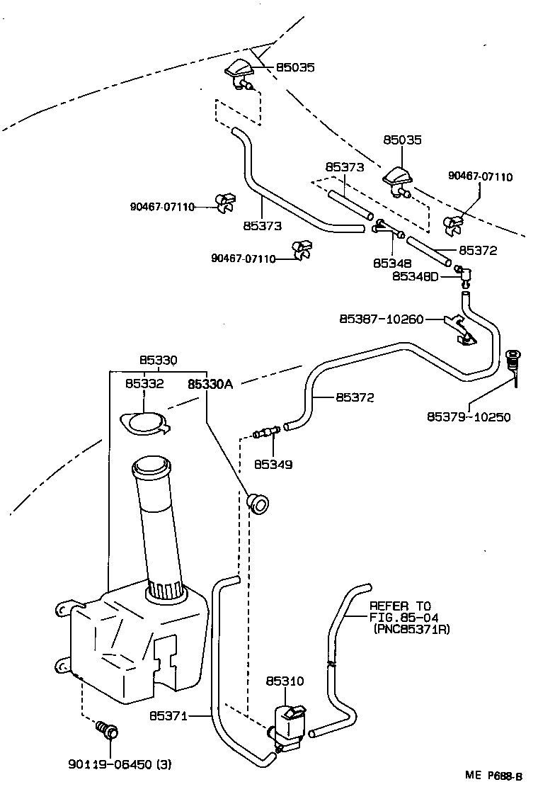 90099-33080 HOSE, WINDSHIELD WASHER (FROM JOINT TO NOZZLE) product image