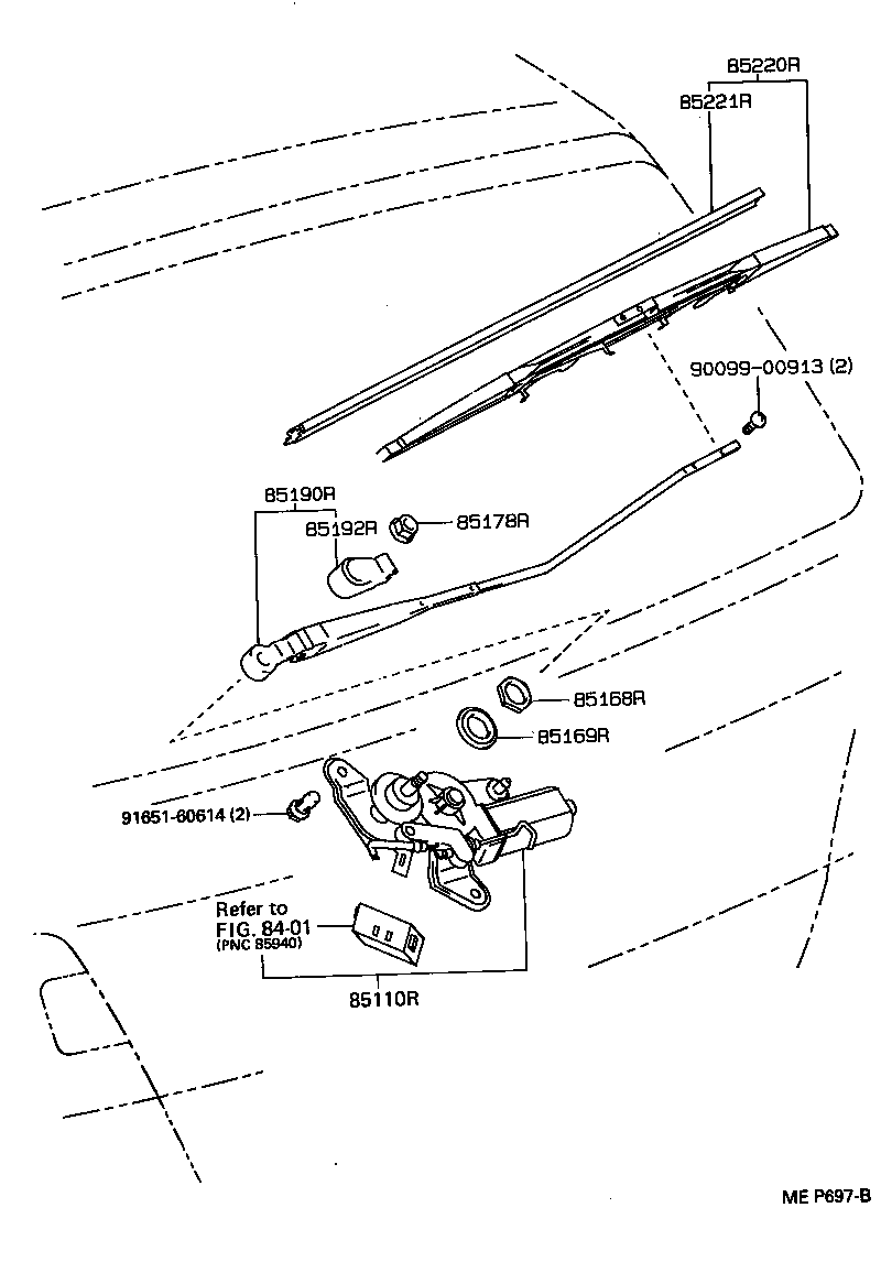 85192-13060 COVER, REAR WIPER ARM product image