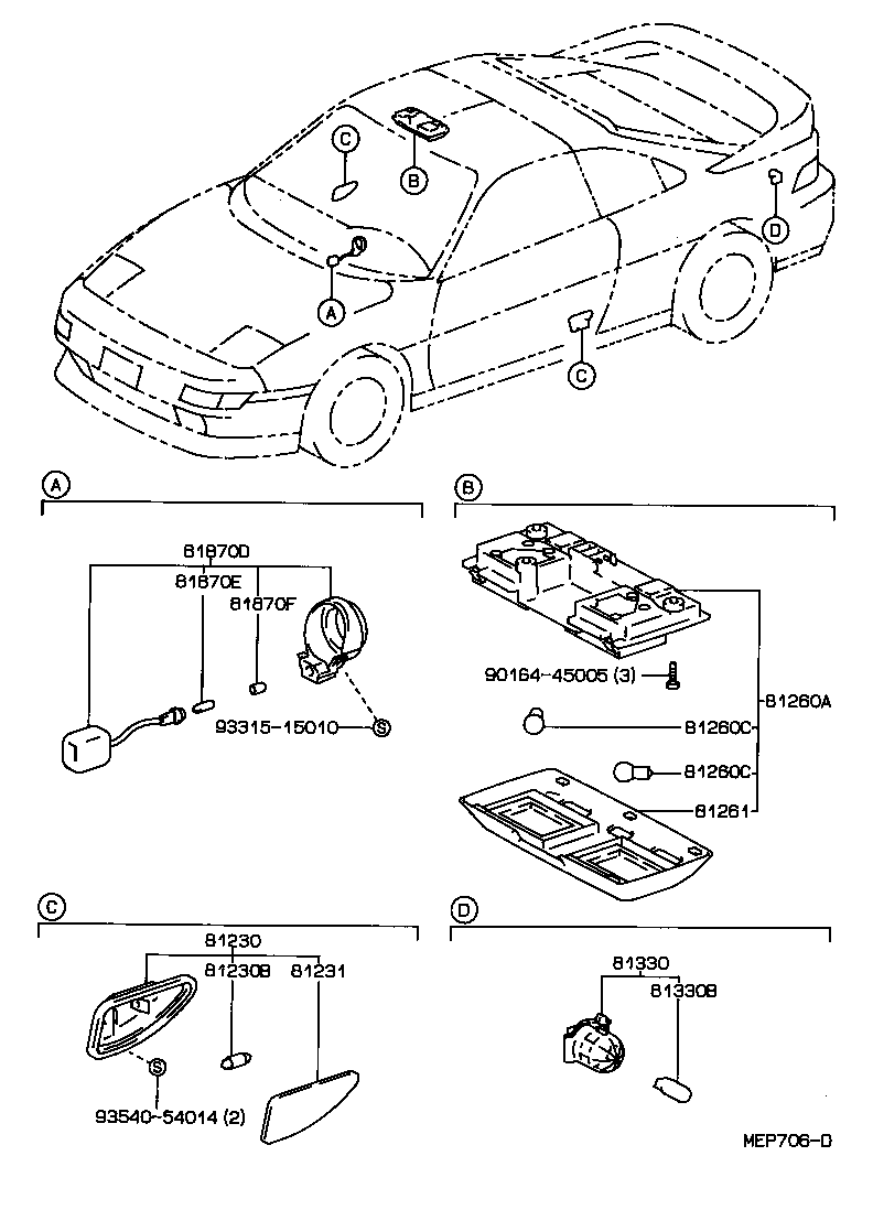 Toyota 90981-14001 BULB(FOR COURTESY LAMP)
