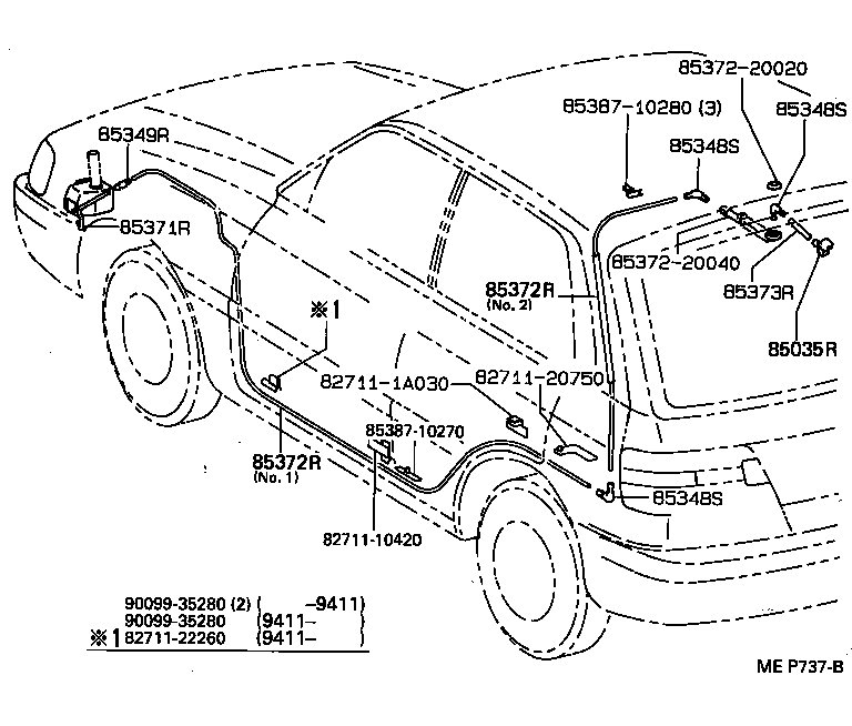 90099-33840 HOSE, REAR WASHER (FROM JOINT TO JOINT OR NOZZLE) product image