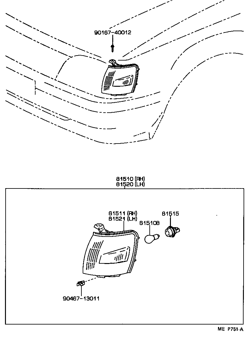 81520-10171 LAMP ASSY, FRONT TURN SIGNAL, LH product image