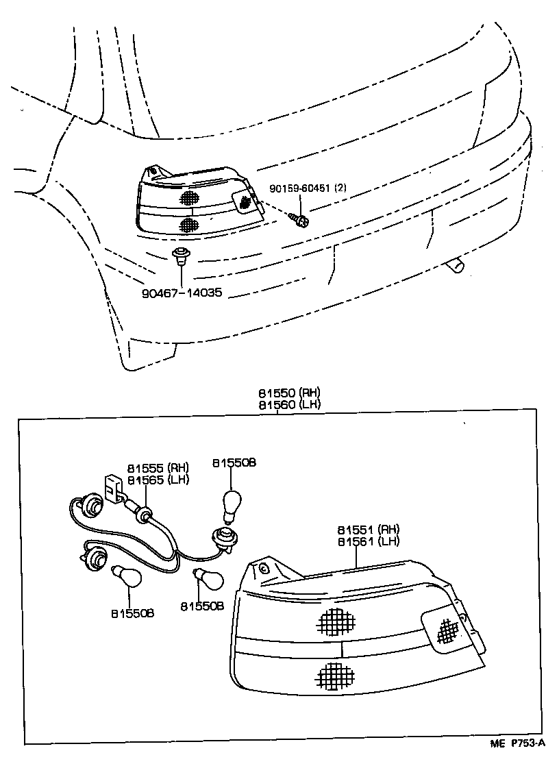 81550-10280 LAMP ASSY, REAR COMBINATION, RH product image