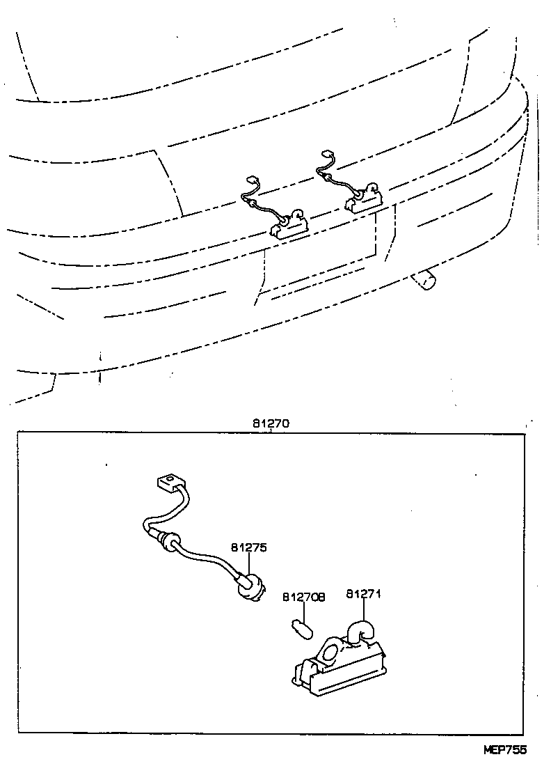 81275-10170 SOCKET AND WIRE, LICENSE PLATE LAMP product image