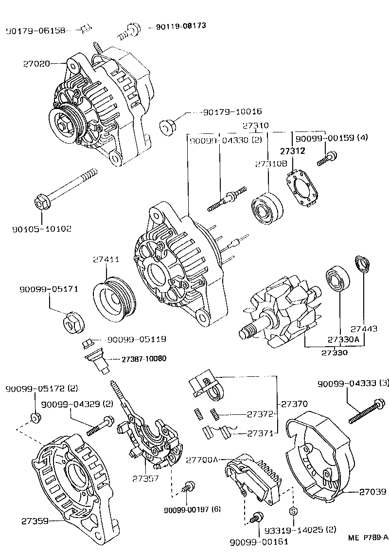 27310-55050 FRAME ASSY, DRIVE END, ALTERNATOR product image