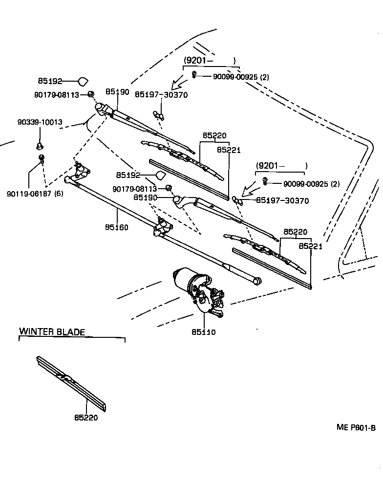 85221-10091 ARM ASSY, WINDSHIELD WIPER product image
