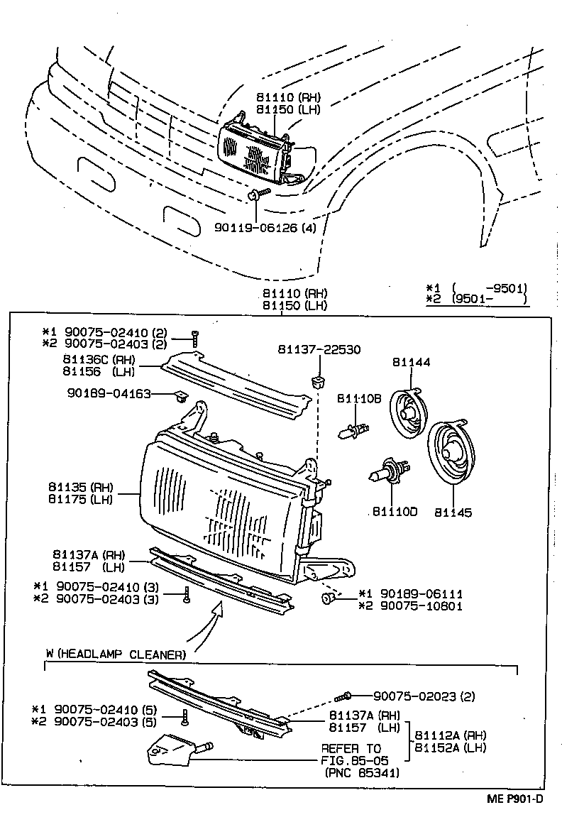 Toyota 81150-60221 HEADLAMP ASSY, LH