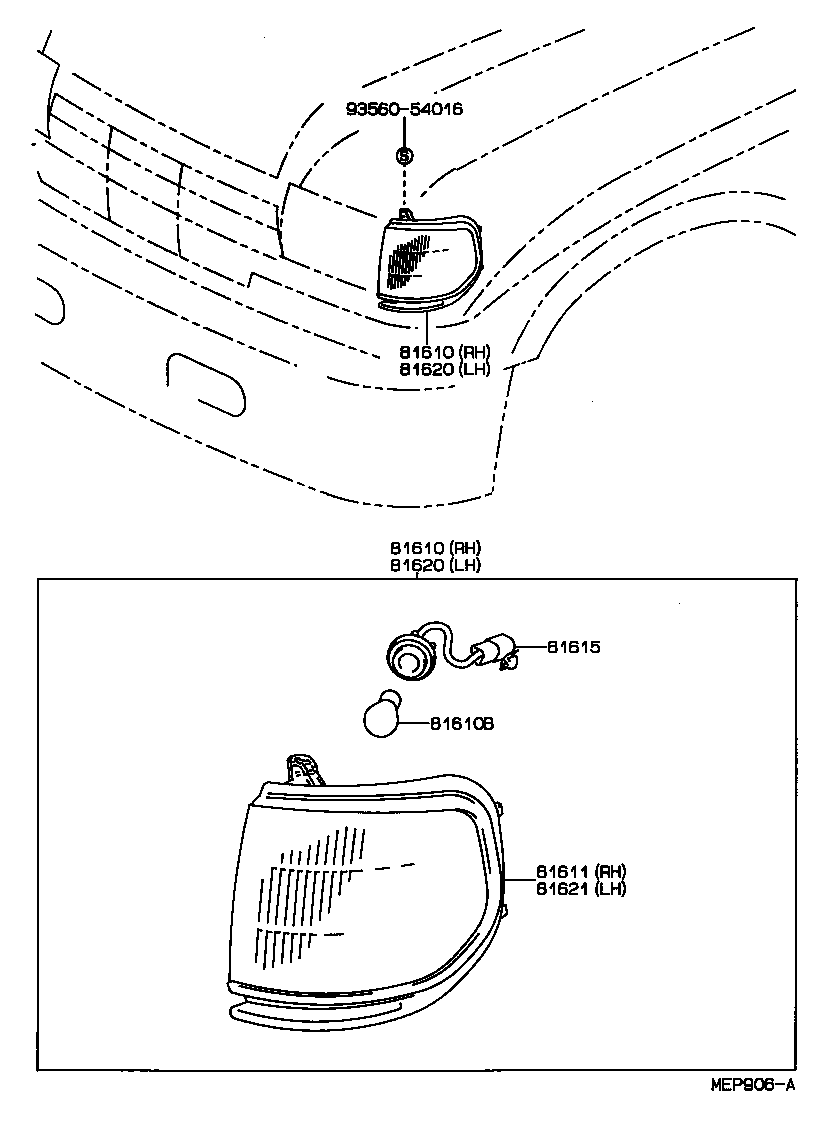 Toyota 81610-60111 LAMP ASSY, PARKING & CLEARANCE, RH
