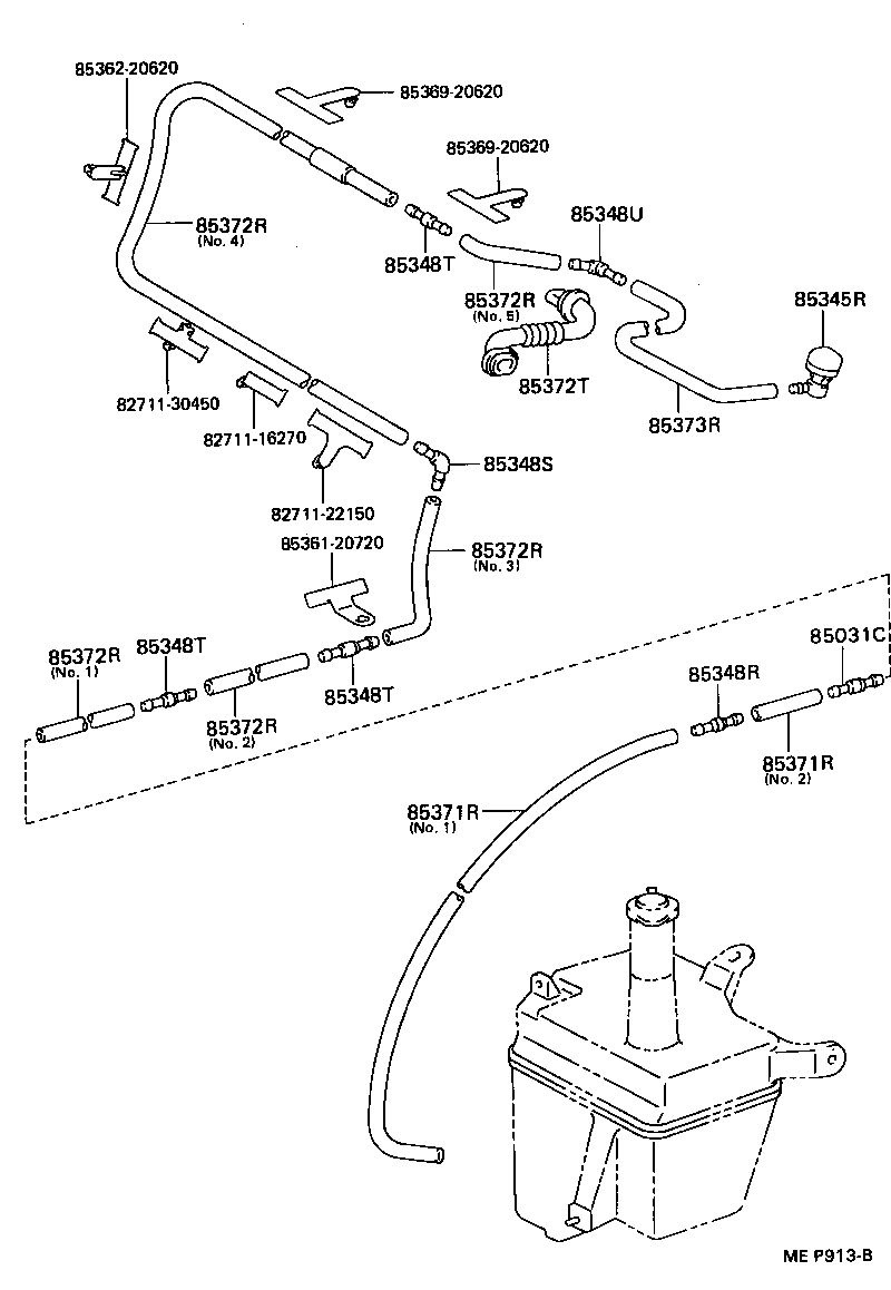 Toyota 90099-33668 HOSE, REAR WASHER (FROM JOINT TO JOINT OR NOZZLE)