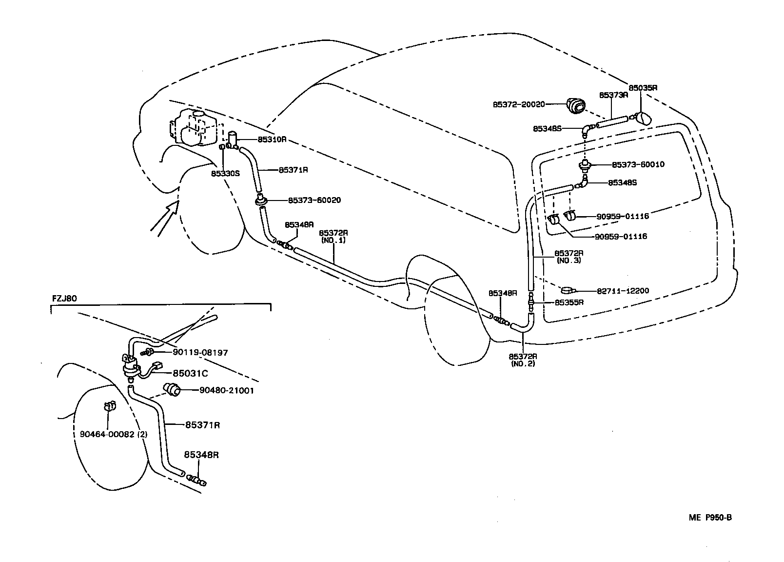 Toyota 85340-60040 MOTOR ASSY, REAR WASHER