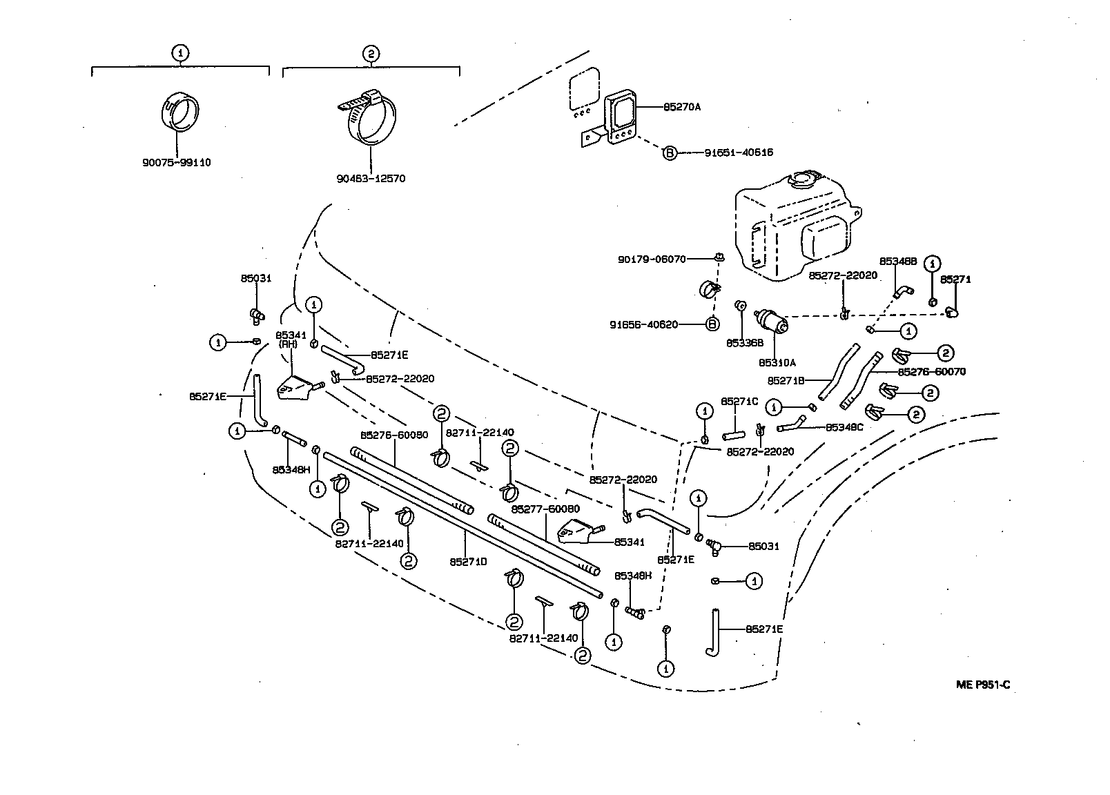 Toyota 85279-60070 JOINT, HEADLAMP CLEANER HOSE, NO.1