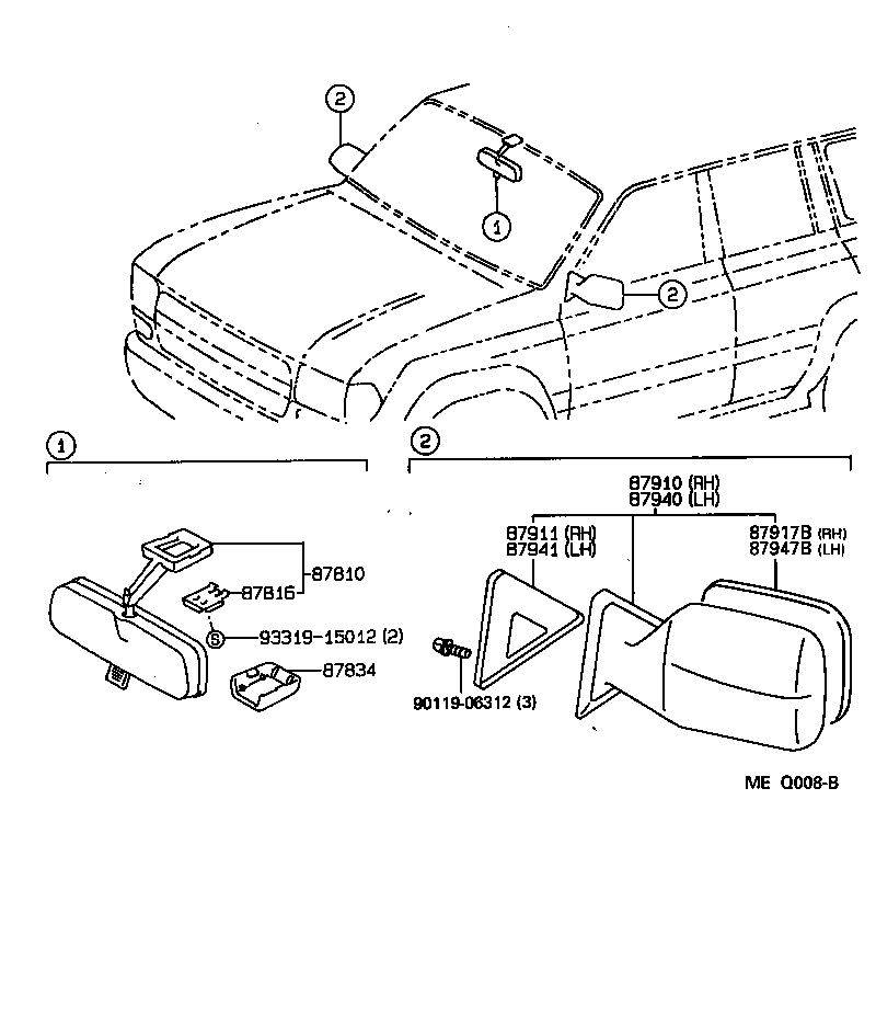 87947-60070 MIRROR, OUTER REAR VIEW, LH product image