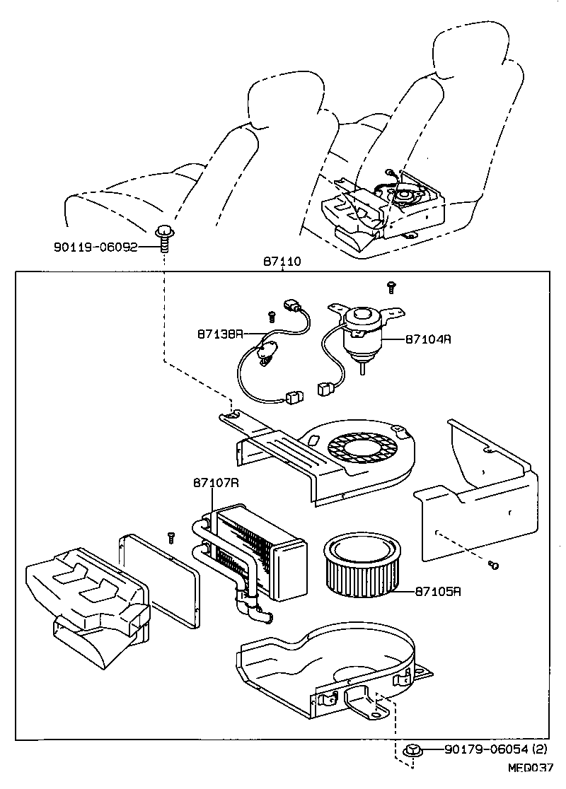 87103-60140 MOTOR SUB-ASSY, HEATER BLOWER, W/FAN product image