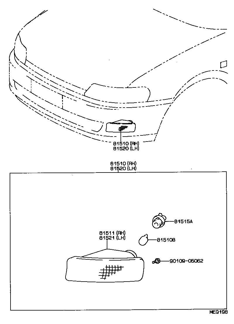 81520-80077 LAMP ASSY, FRONT TURN SIGNAL, LH product image