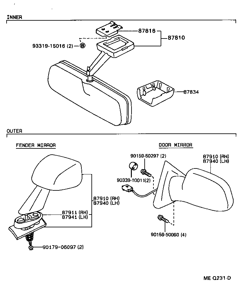 87941-18010 GASKET, OUTER REAR VIEW MIRROR, LH product image