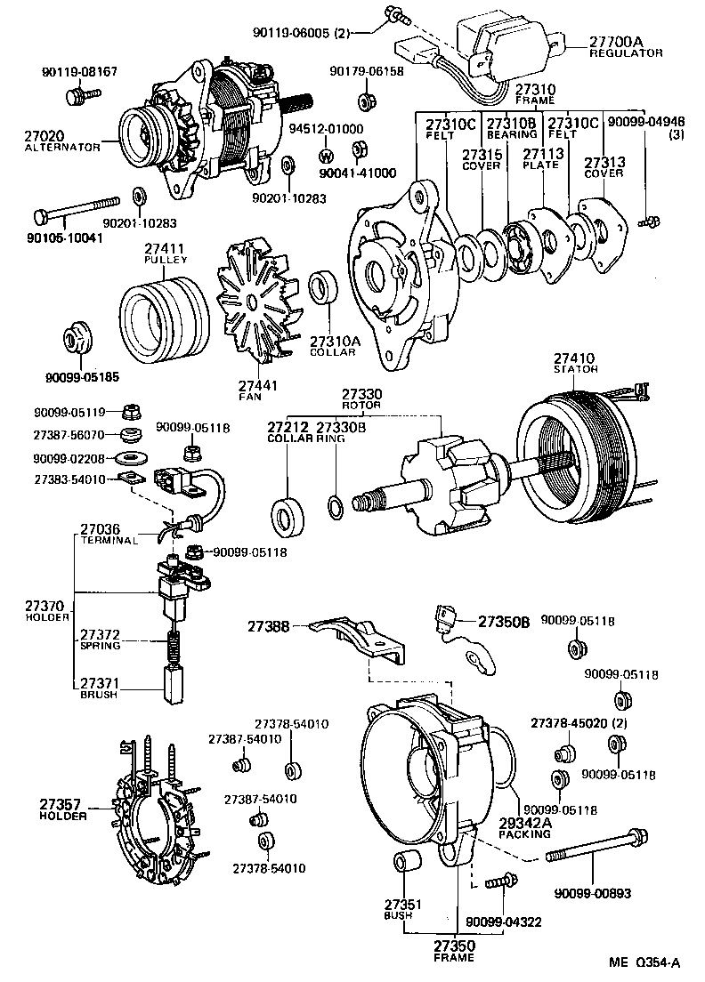 Toyota 27370-56100 HOLDER ASSY, ALTERNATOR BRUSH
