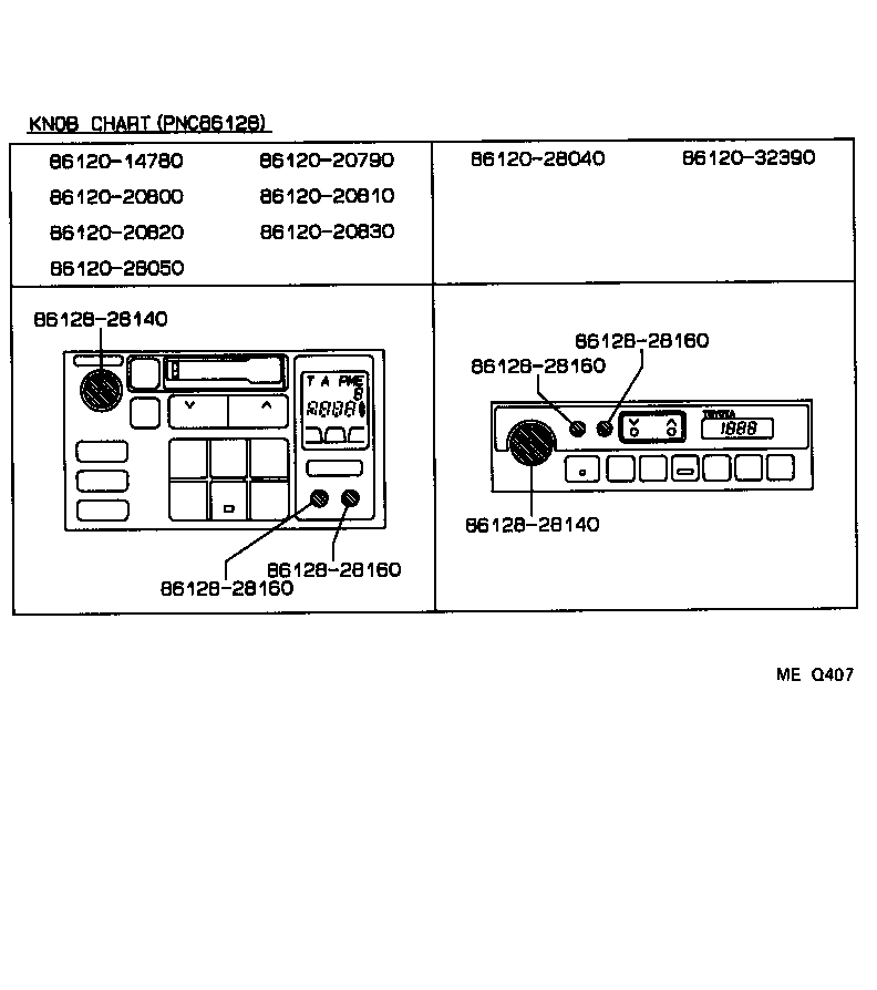 86128-14880 KNOB, RADIO RECEIVER product image