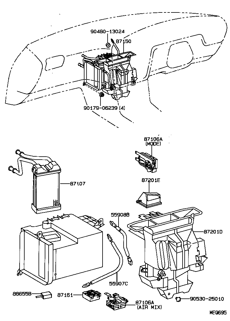 87286-32020 CABLE SUB-ASSY, AIR INLET DAMPER CONTROL product image