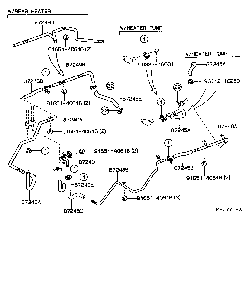 87245-90B07 HOSE, REAR HEATER WATER OUTLET, E (TO ENGINE) product image