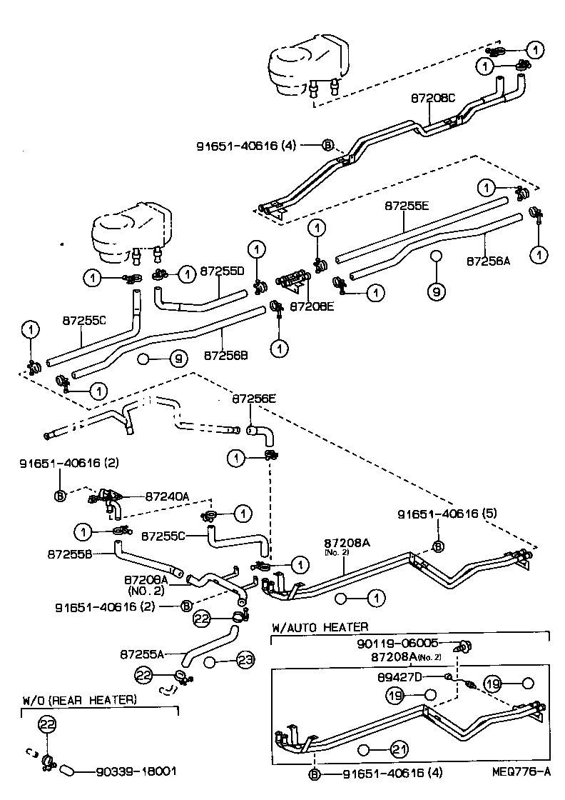 87245-90B07 HOSE, REAR HEATER WATER OUTLET, E (TO ENGINE) product image