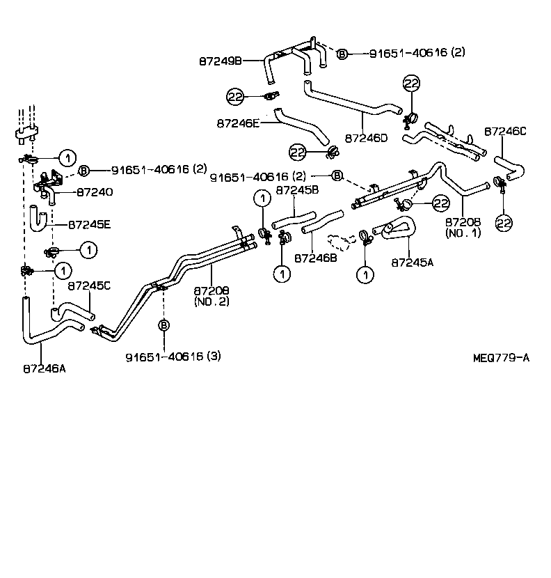 87245-90B07 HOSE, REAR HEATER WATER OUTLET, E (TO ENGINE) product image