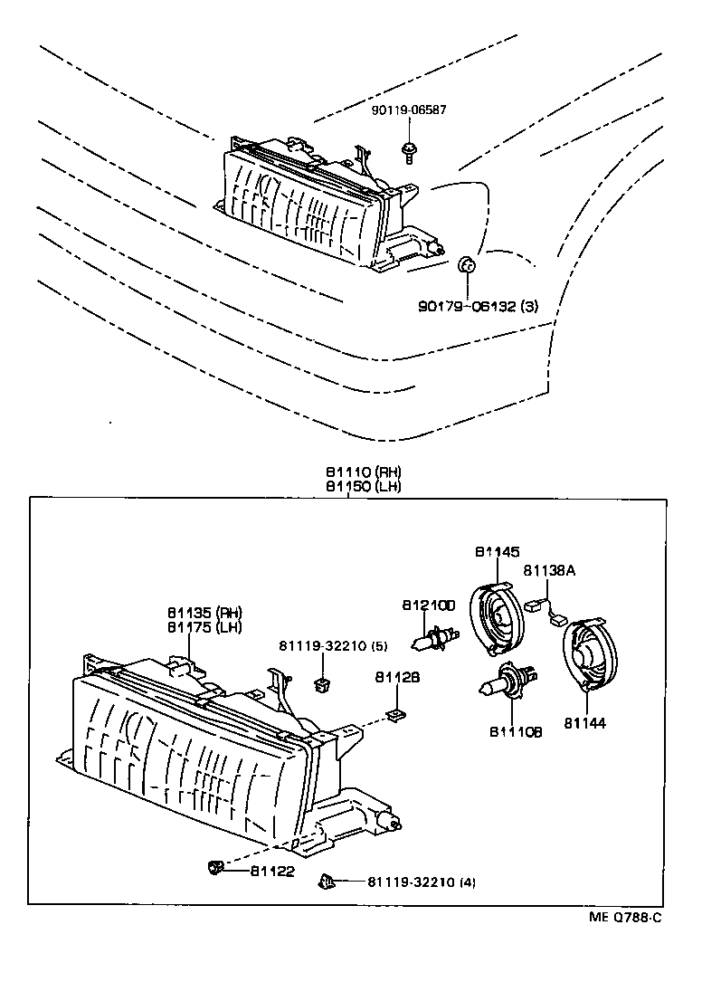 81130-91608 UNIT ASSY, HEADLAMP, RH product image