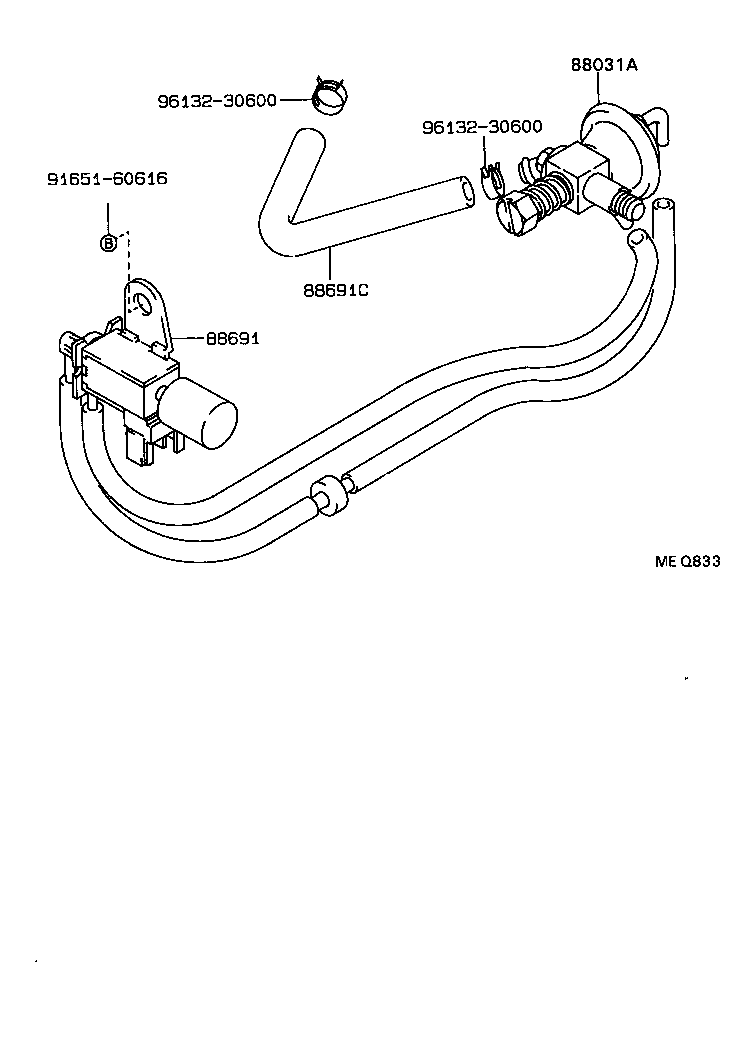 88807-22311 HOSE, VACUUM, NO.1 (FOR HEATER OR AIR CONDITIONER) product image
