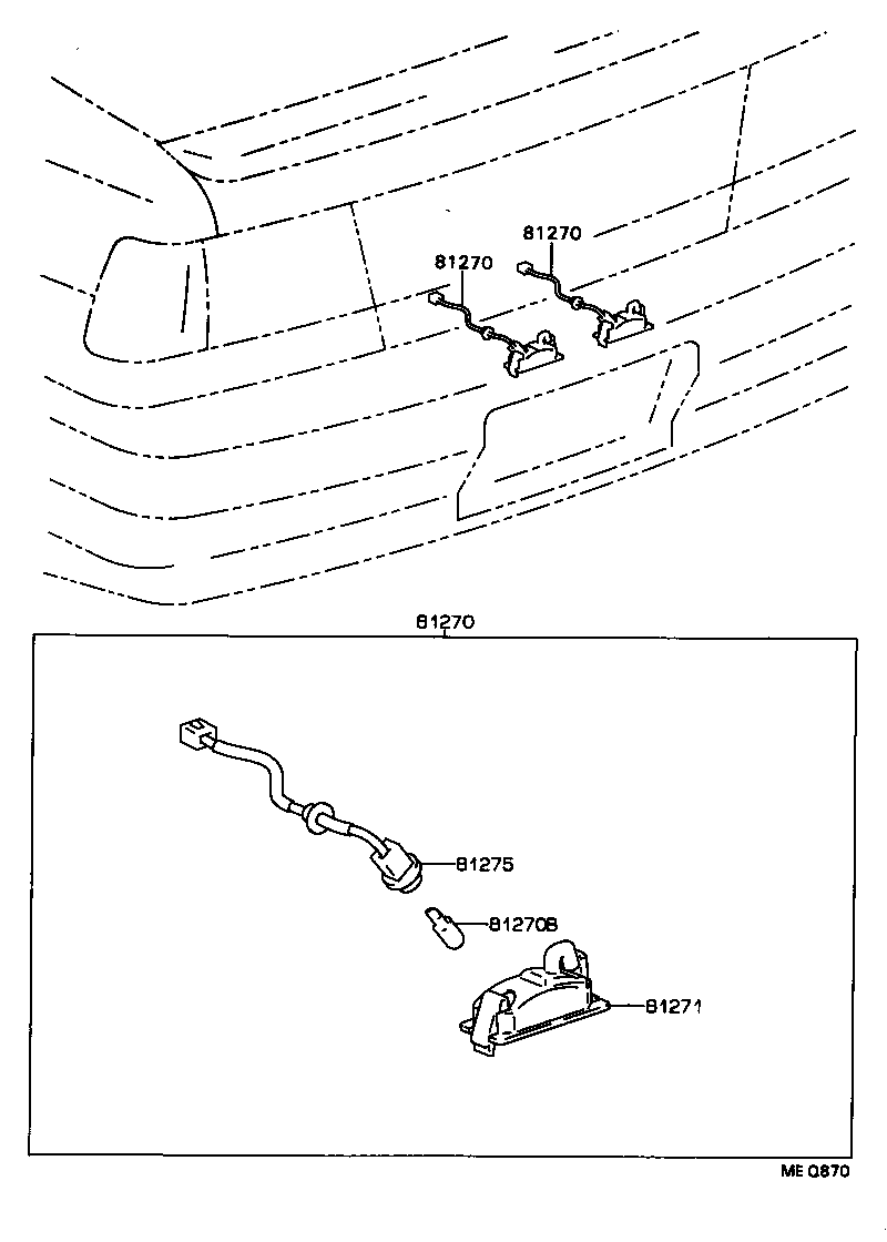 81275-18010 SOCKET AND WIRE, LICENSE PLATE LAMP product image
