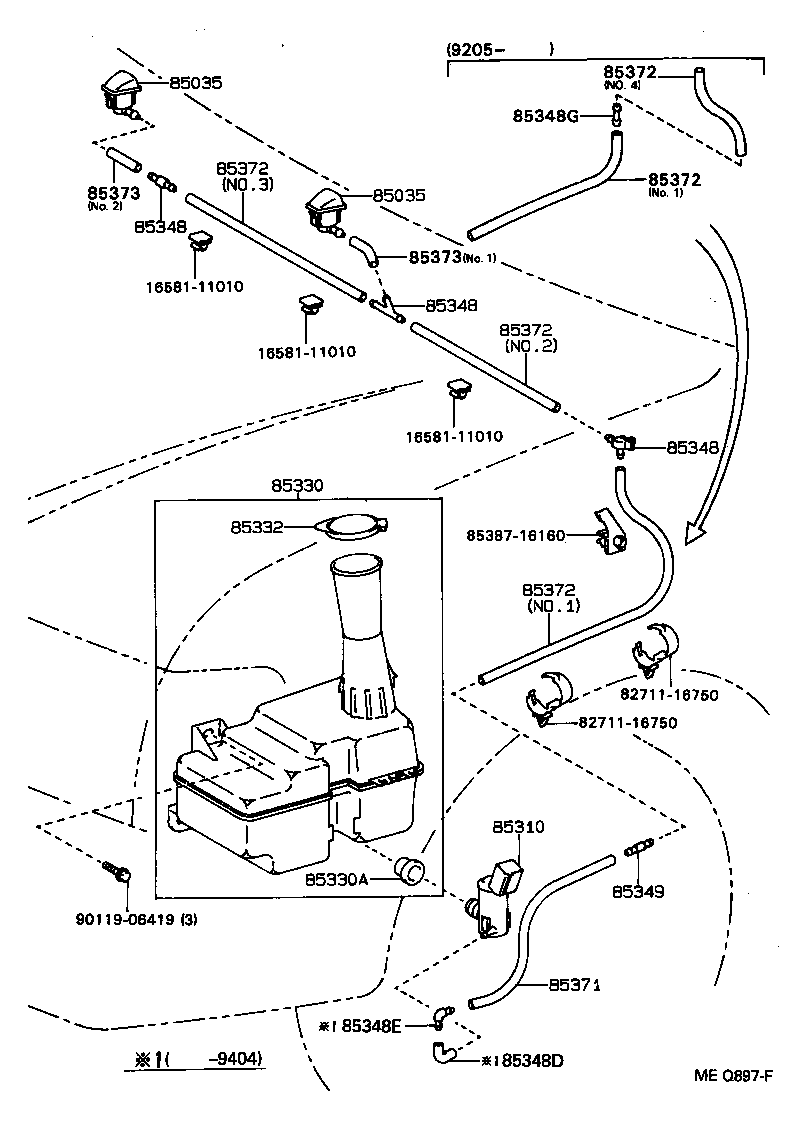 85381-16010 NOZZLE SUB-ASSY, WASHER product image