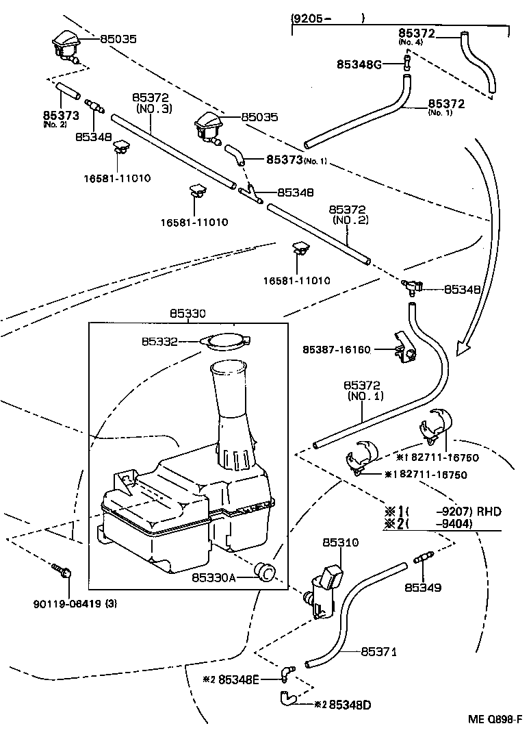 85381-16030 NOZZLE SUB-ASSY, WASHER product image