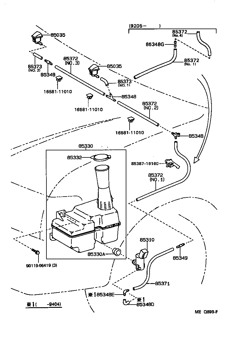 Toyota 90099-33334 HOSE, WINDSHIELD WASHER (FROM MOTOR TO JOINT)