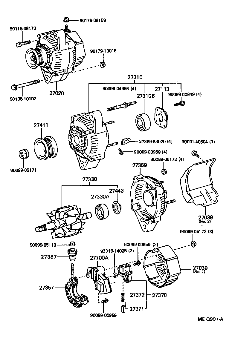 Toyota 27370-54450 HOLDER ASSY, ALTERNATOR BRUSH