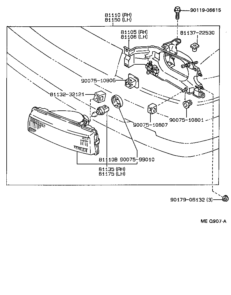 Toyota 81160-1A750 HEADLAMP ASSY, LH