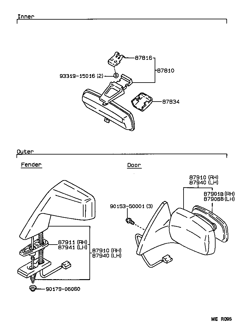 87910-1A591-16 MIRROR ASSY, OUTER REAR VIEW, RH product image