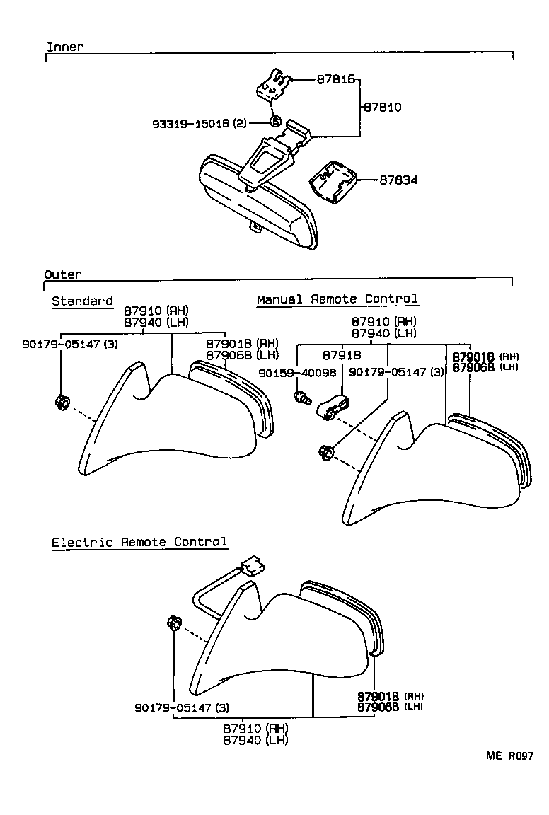 87810-12240-B1 MIRROR ASSY, INNER REAR VIEW product image
