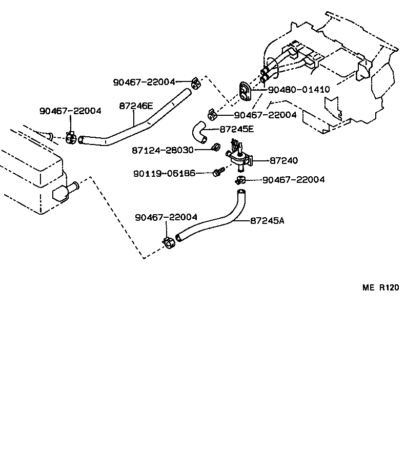 87245-1A421 HOSE, HEATER WATER, OUTLET E product image