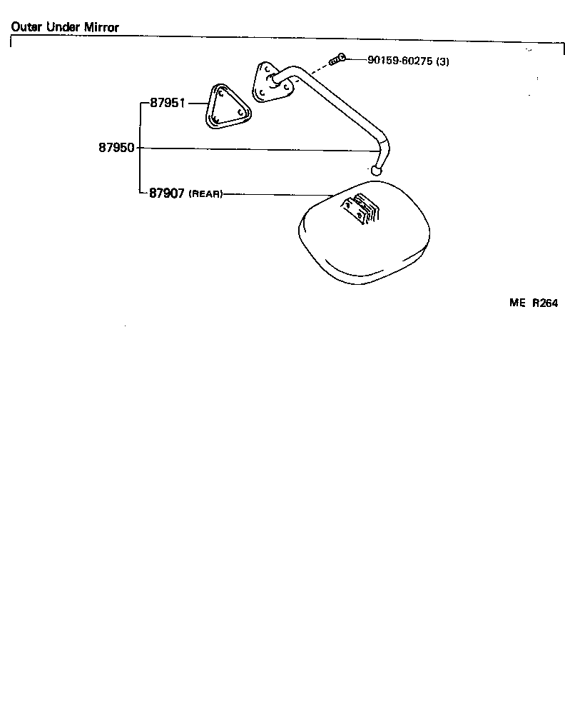 87094-95705 MIRROR SUB-ASSY, OUTER REAR VIEW, LH product image