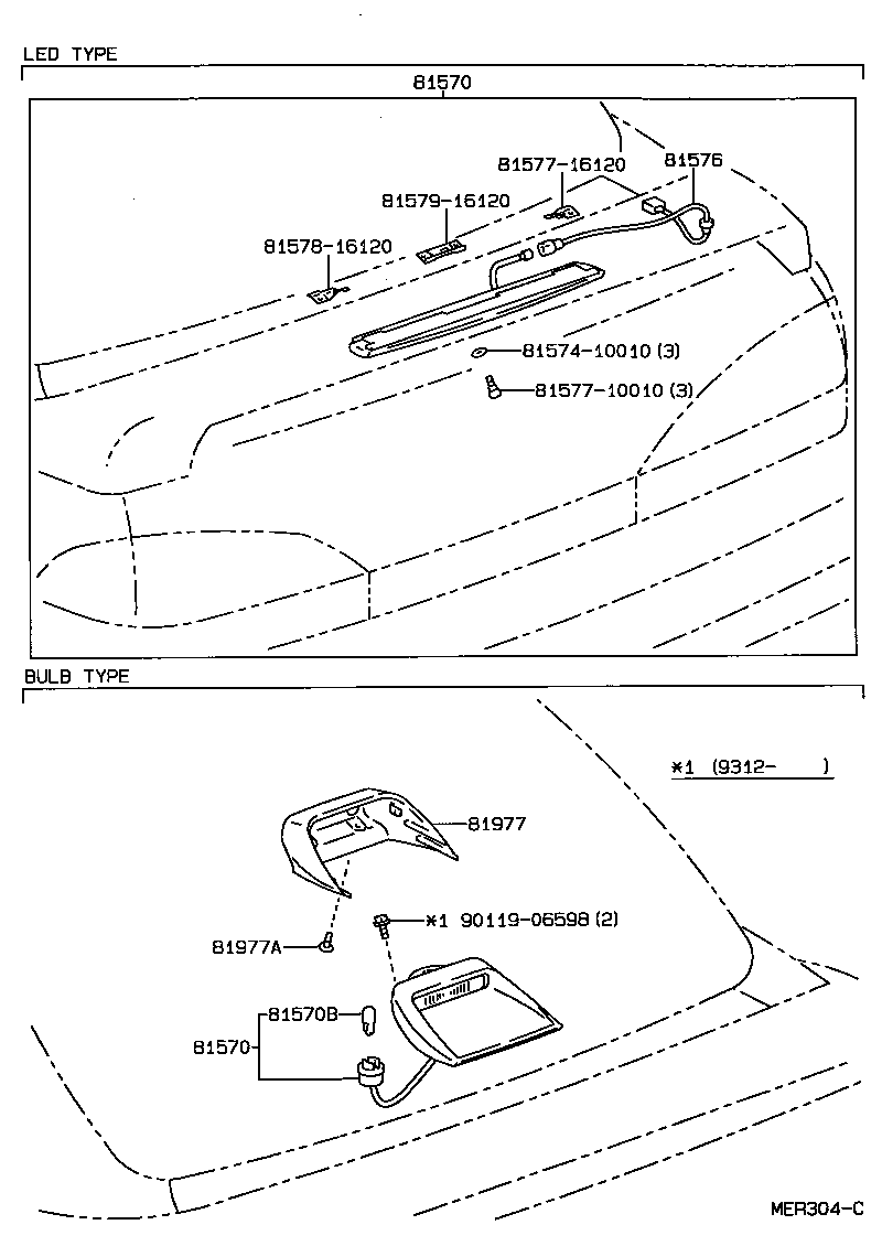 Toyota 81570-16111-22 LAMP ASSY, CENTER STOP