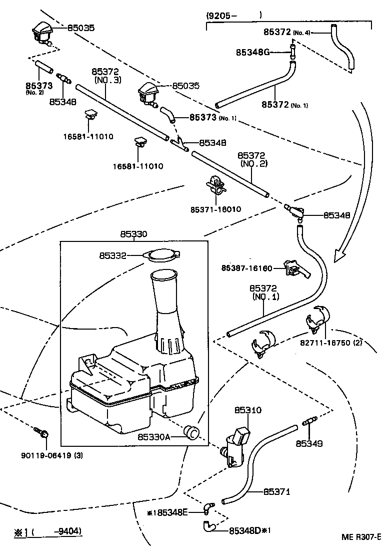 85381-16040 NOZZLE SUB-ASSY, WASHER product image