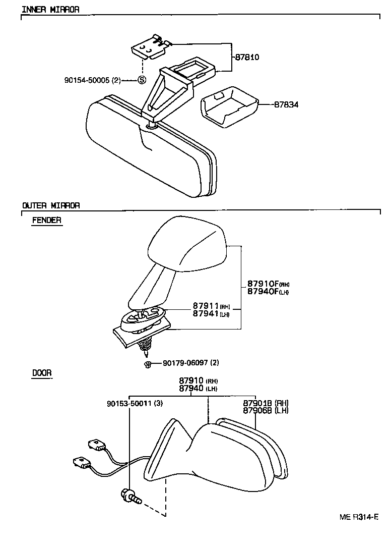 87941-16120 GASKET, OUTER REAR VIEW MIRROR, LH product image