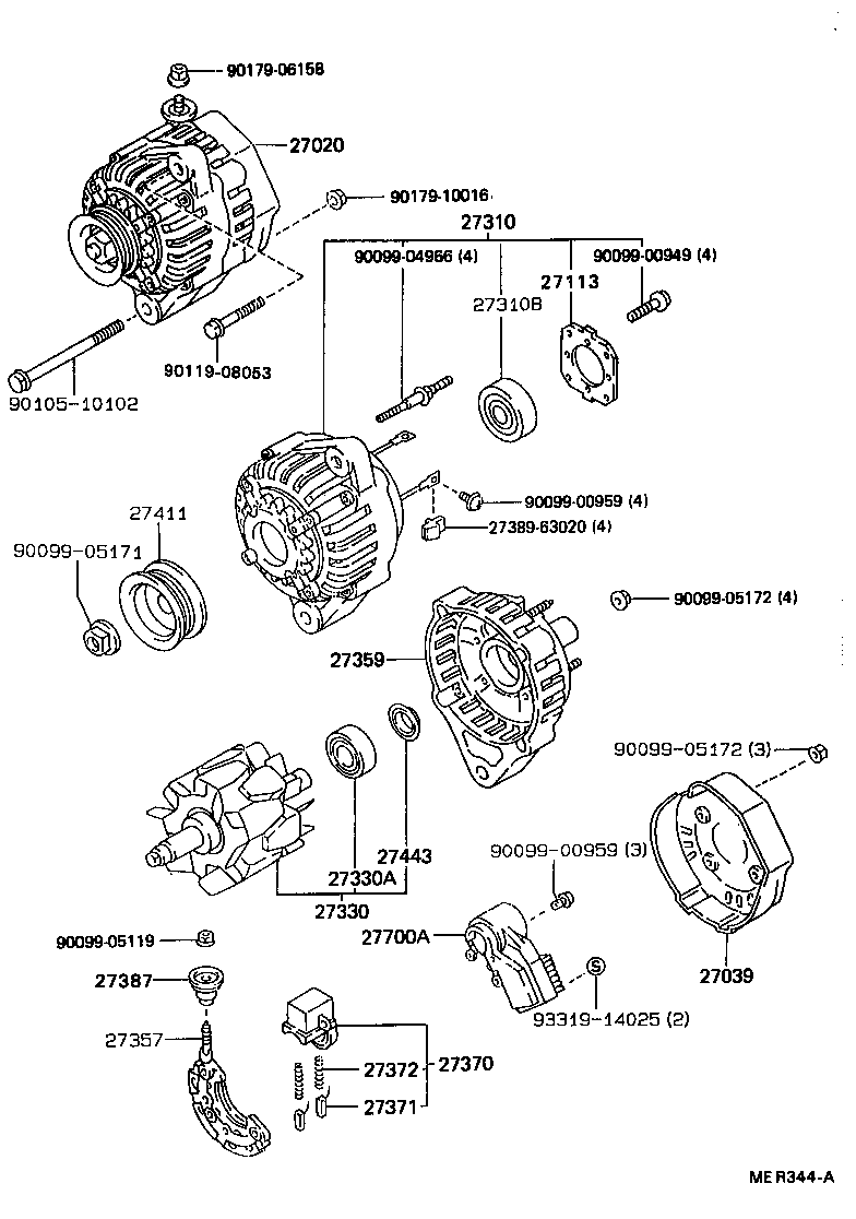 Toyota 27357-62040 HOLDER, ALTERNATOR, W/RECTIFIER