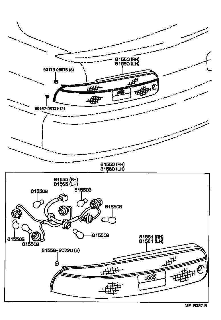 Toyota 81550-24110 LAMP ASSY, REAR COMBINATION, RH