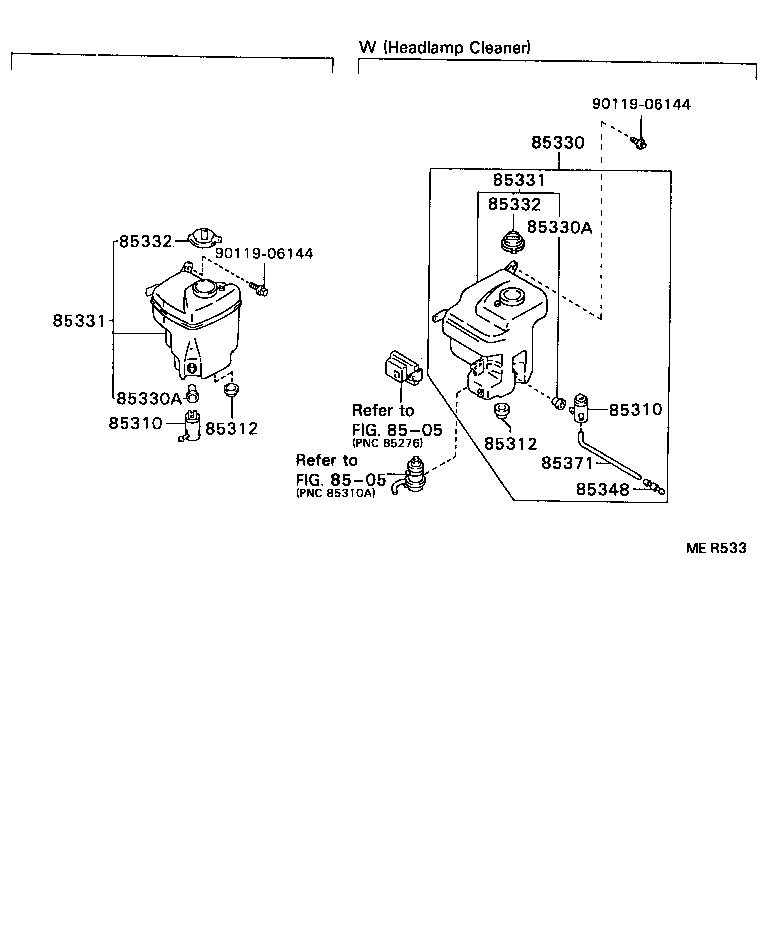 85035-12390 NOZZLE SUB-ASSY, WASHER product image