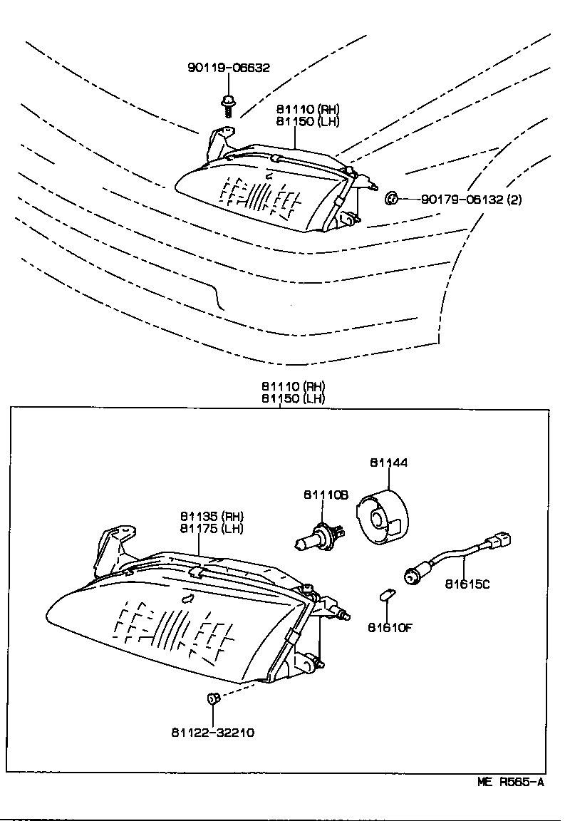 81130-16540 UNIT ASSY, HEADLAMP, RH product image